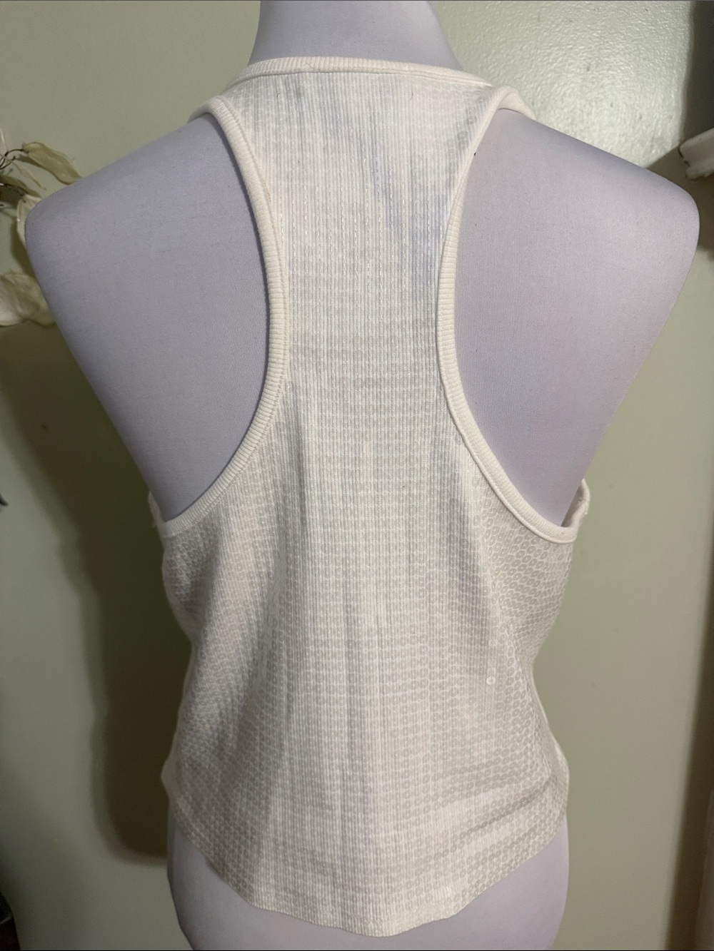 Express Cream Ribbed Racerback Tank Top - Picture 3 of 4
